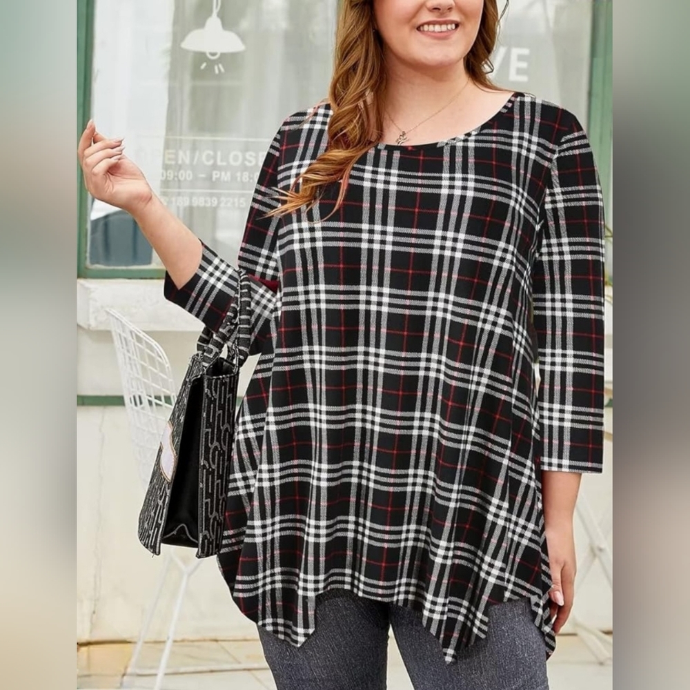 Women's 3/4 Sleeve Shirt Tunic Top Loose Fit size 2X - Picture 3 of 8